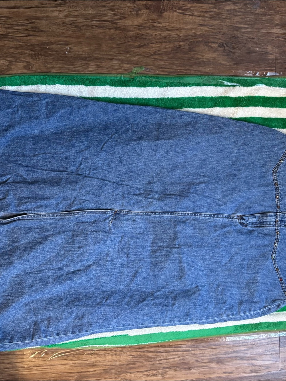 French Cuff Denim Maxi Skirt - Blue